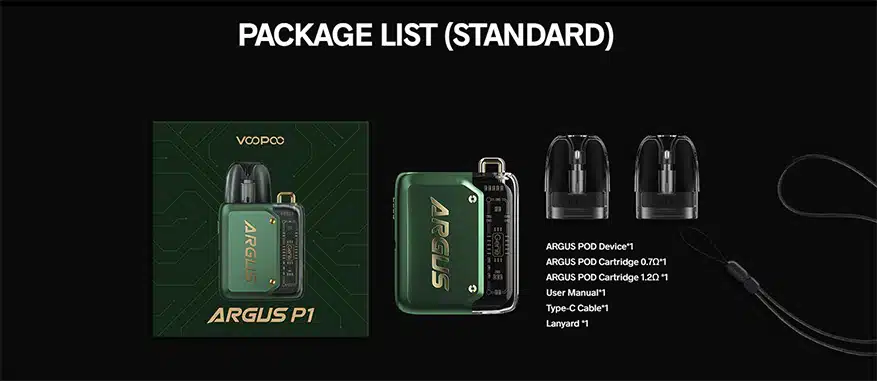 VOOPOO Argus P1 Pod Kit Package List