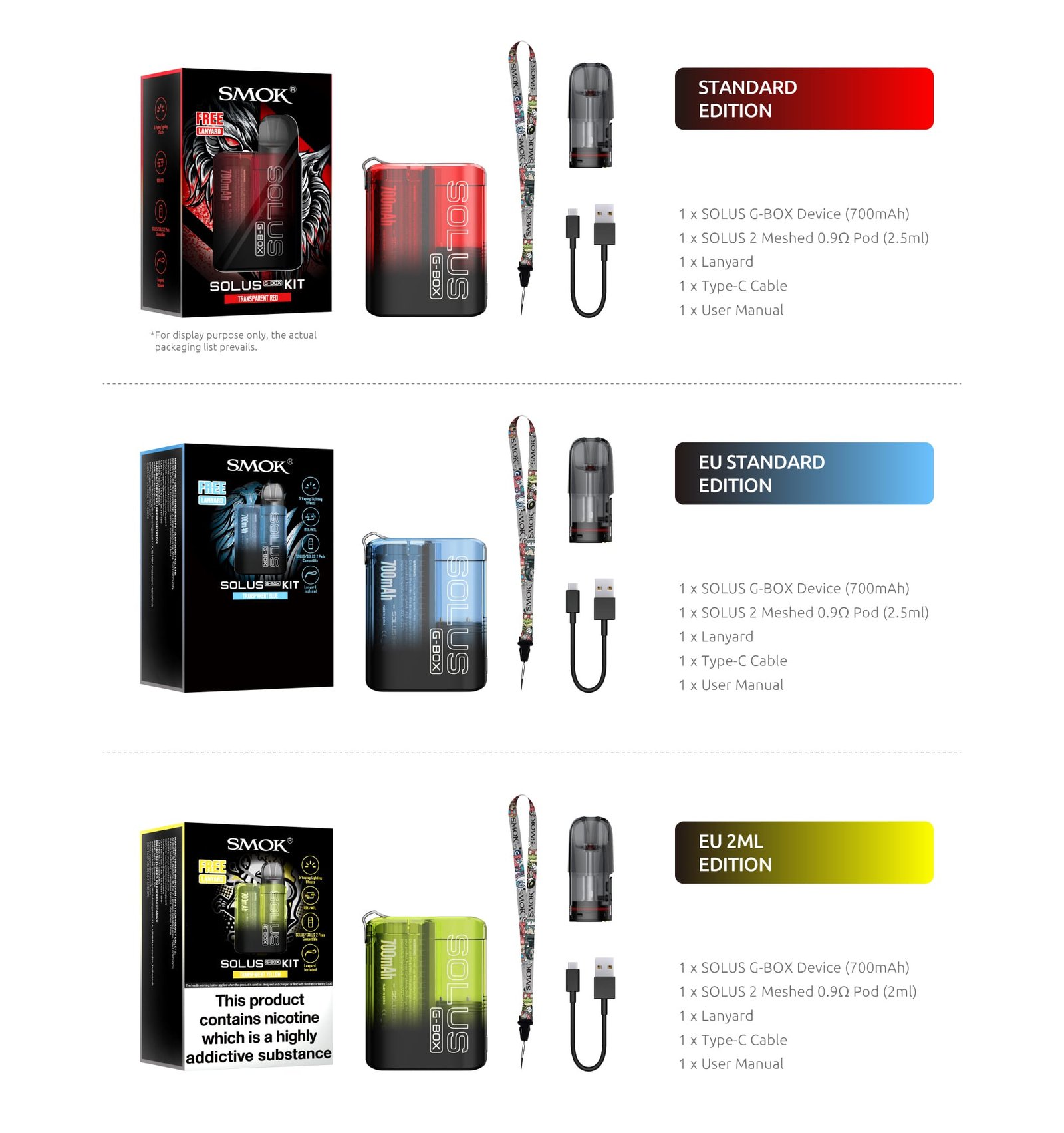 SMOK SOLUS G BOX Packing List SMOK SOLUS G BOX Packing List