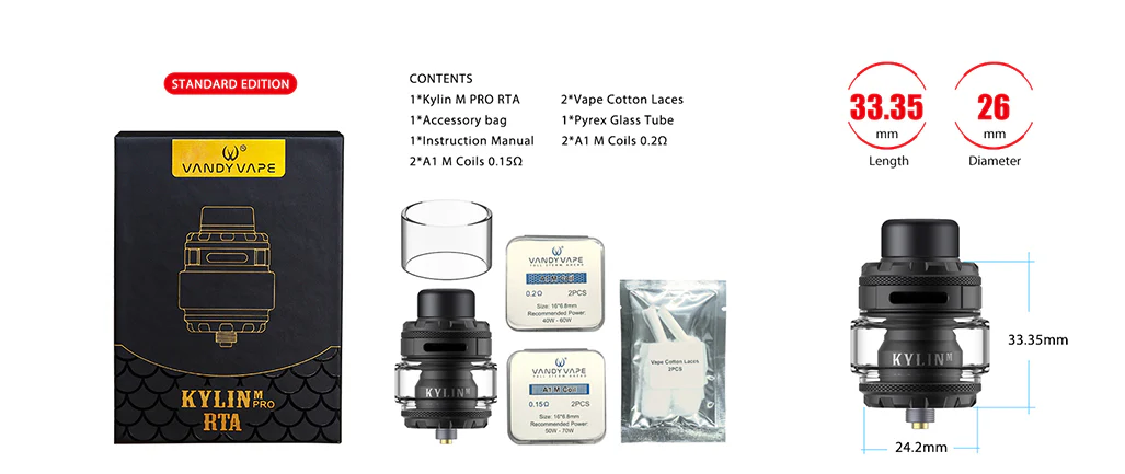 VANDY VAPE Kylin M Pro RTA Package List
