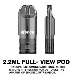 Marbo Zero Pod Juice Marbo Zero Pod Juice ภาพมุมมองด้านหน้าและด้านข้าง หัวพอตมาโบ