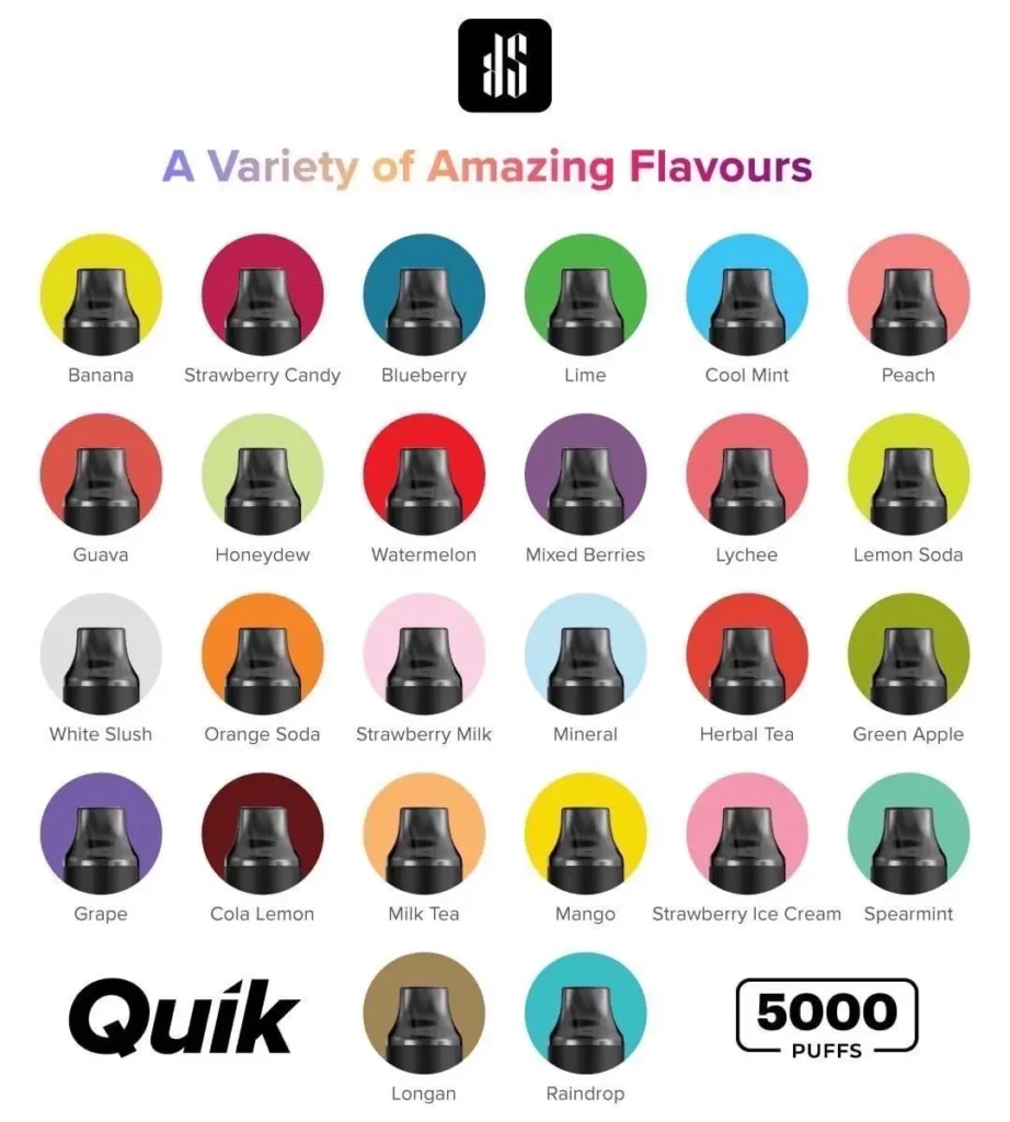 KS Quik 5000 Puffs กลิ่นทั้งหมด ที่มีจำหน่ายในราคาปลีกและราคาส่ง