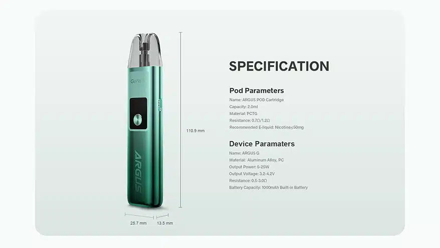 VOOPOO Argus G Specification