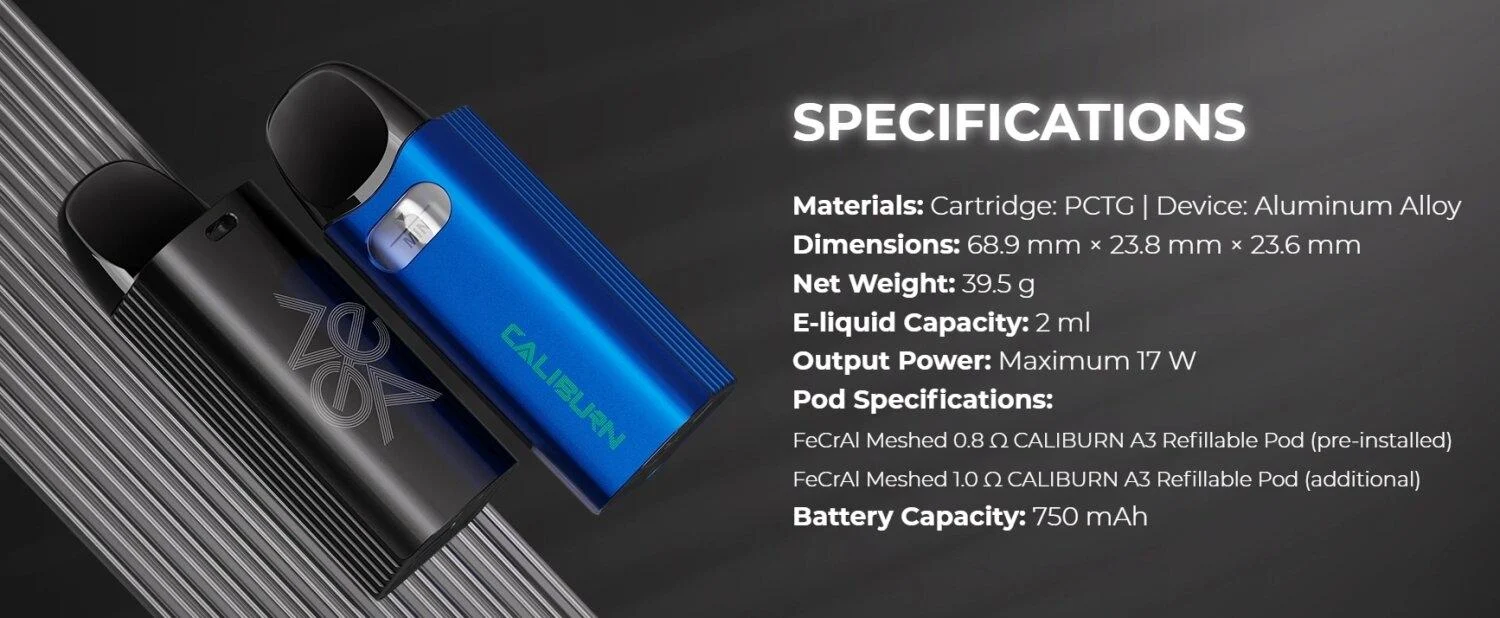 Uwell Caliburn AZ3 Pod Kit Specifications