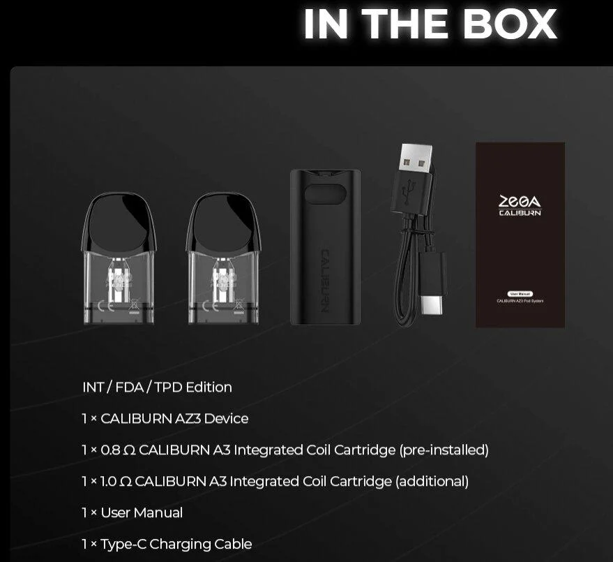 Uwell Caliburn AZ3 Pod Kit in The Box
