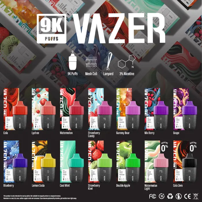 Vazer 9000 Puffs ราคาส่ง พอตใช้แล้วทิ้ง 9000 คำ หลากลหายรสชาติ Vazer 9000 Puffs ราคาส่ง พอตใช้แล้วทิ้ง 9000 คำ หลากลหายรสชาติ