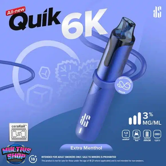 Ks Quik 6000 Puffs Extra Menthol กลิ่นมินต์เมนทอล