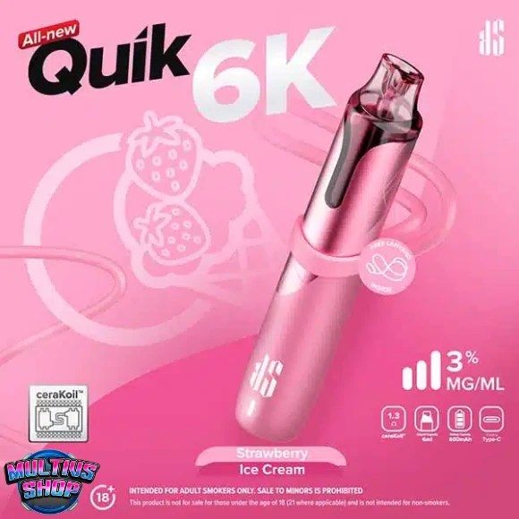 Ks Quik 6000 Puffs Strawberry Ice Cream กลิ่นสตรอว์เบอร์รีไอศครีม
