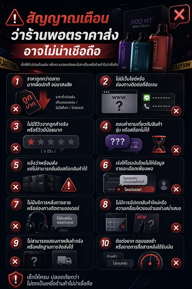 สัญญาณเตือนว่าร้านพอตราคาส่งอาจไม่น่าเชื่อถือ