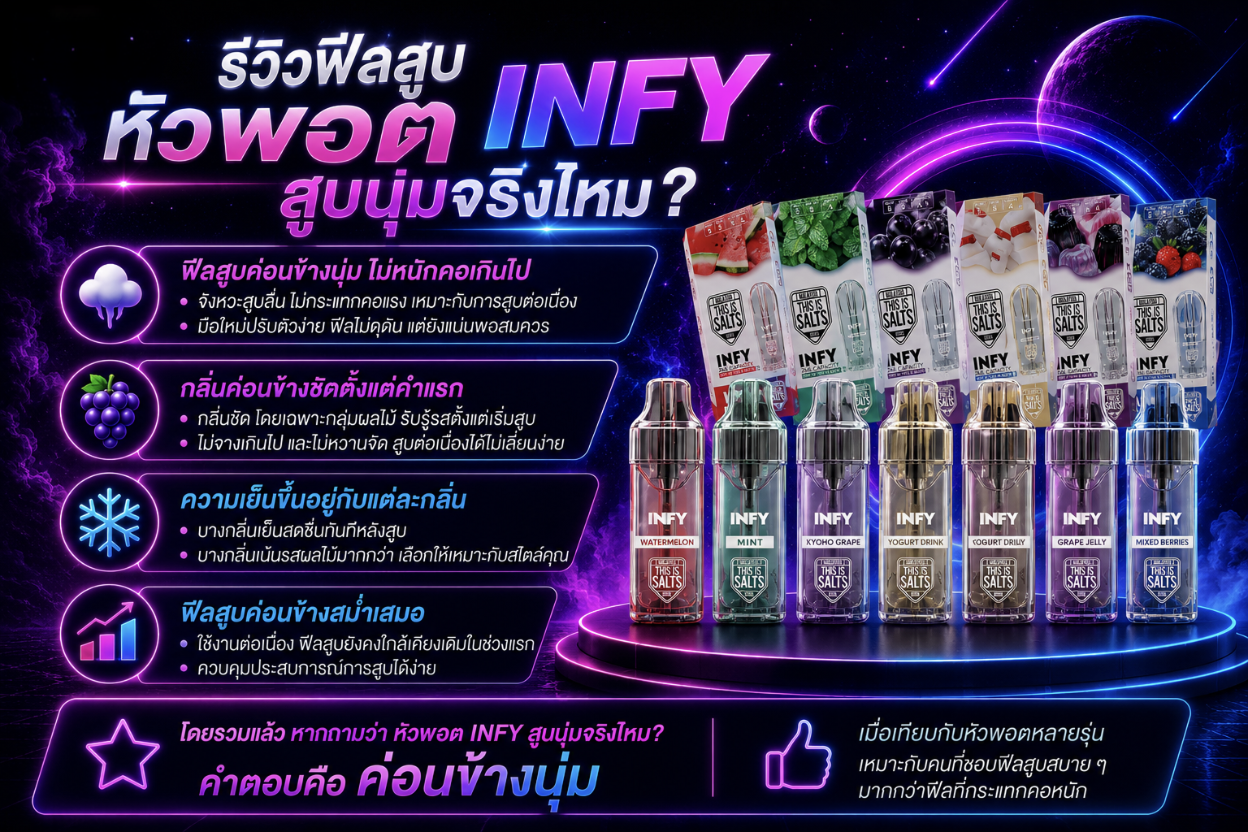 รีวิวหัวพอต Infy ฟีลสูบนุ่มและจุดเด่นก่อนซื้อ